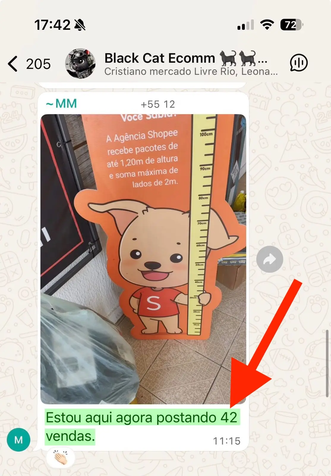 42 vendas postadas na agência Shopee