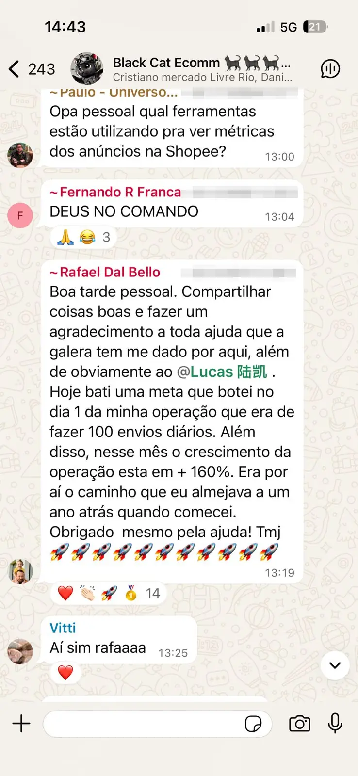 100 envios por dia e +160% no mês